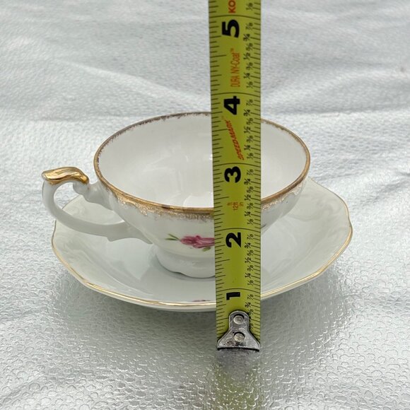 VTG Bone China Teacup‎ Saucer Set Gold Trim Pink Rose Romantic Floral High Tea - Picture 5 of 13